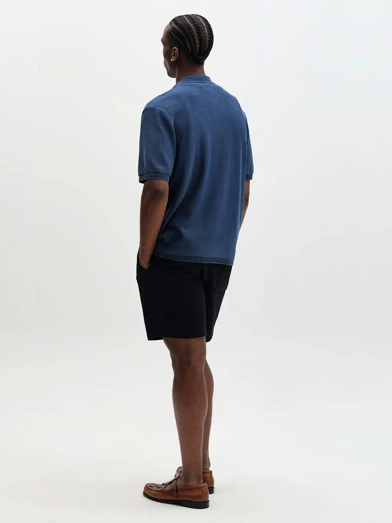 Ivy- Washed Blue Cotton Knit Wax London Shirts