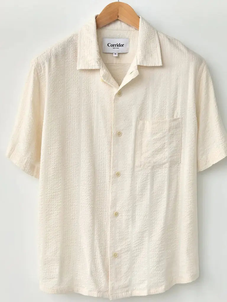 Striped Seersucker Shirt- White Corridor Shirts