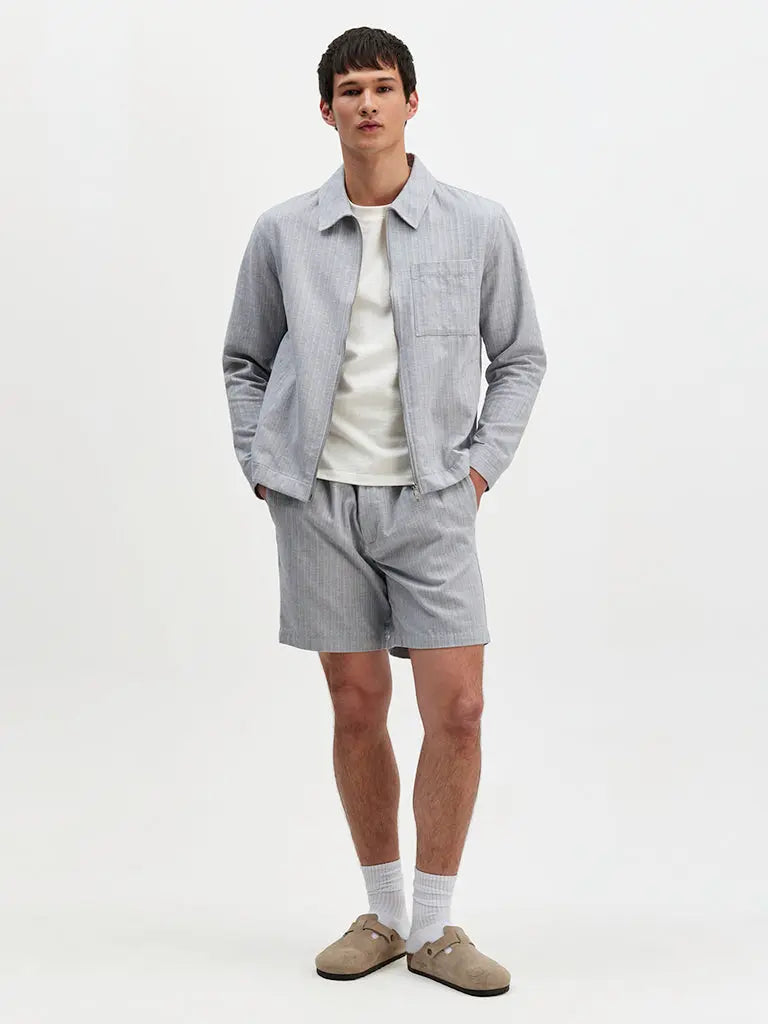 Eldon- Light Blue Herringbone Cotton Wax London Jackets
