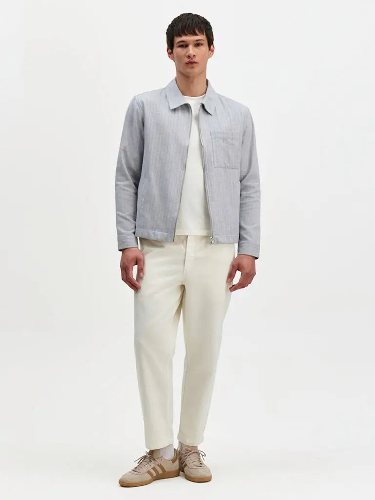 Eldon- Light Blue Herringbone Cotton Wax London Jackets