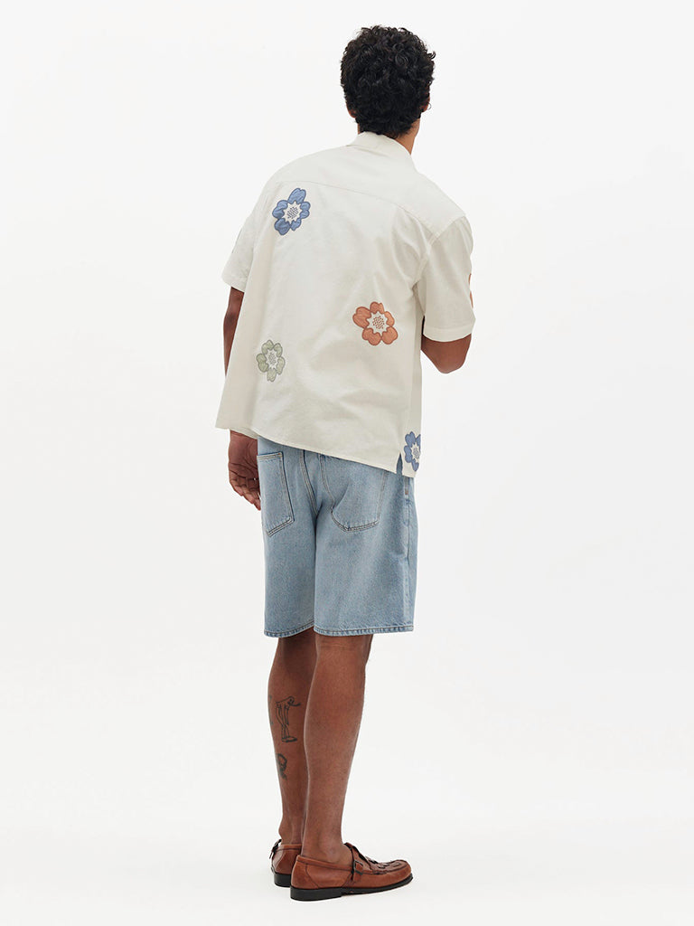 Didcot- Ecru And Multicolour Floral Applique Wax London Shirts