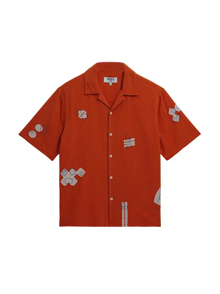Didcot- Terracotta And Ecru Scribble Applique Wax London Shirts