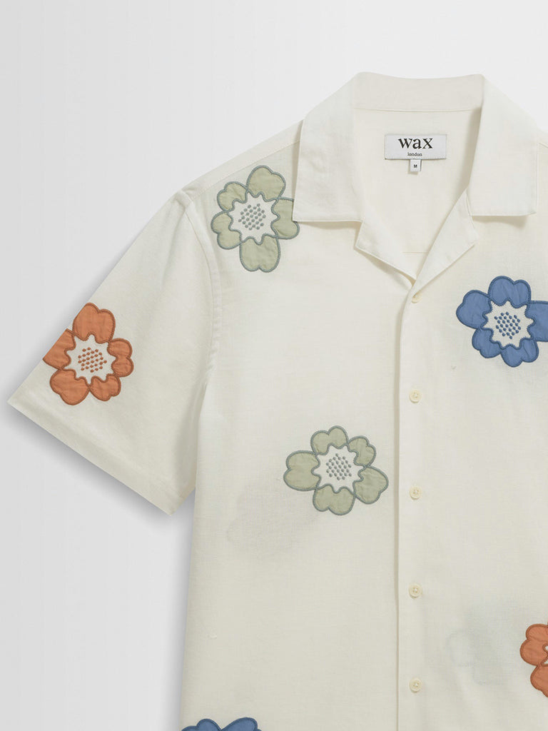Didcot- Ecru And Multicolour Floral Applique Wax London Shirts