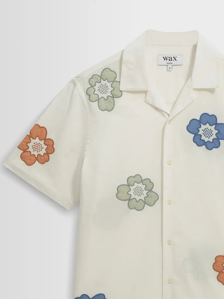 Didcot- Ecru And Multicolour Floral Applique Wax London Shirts