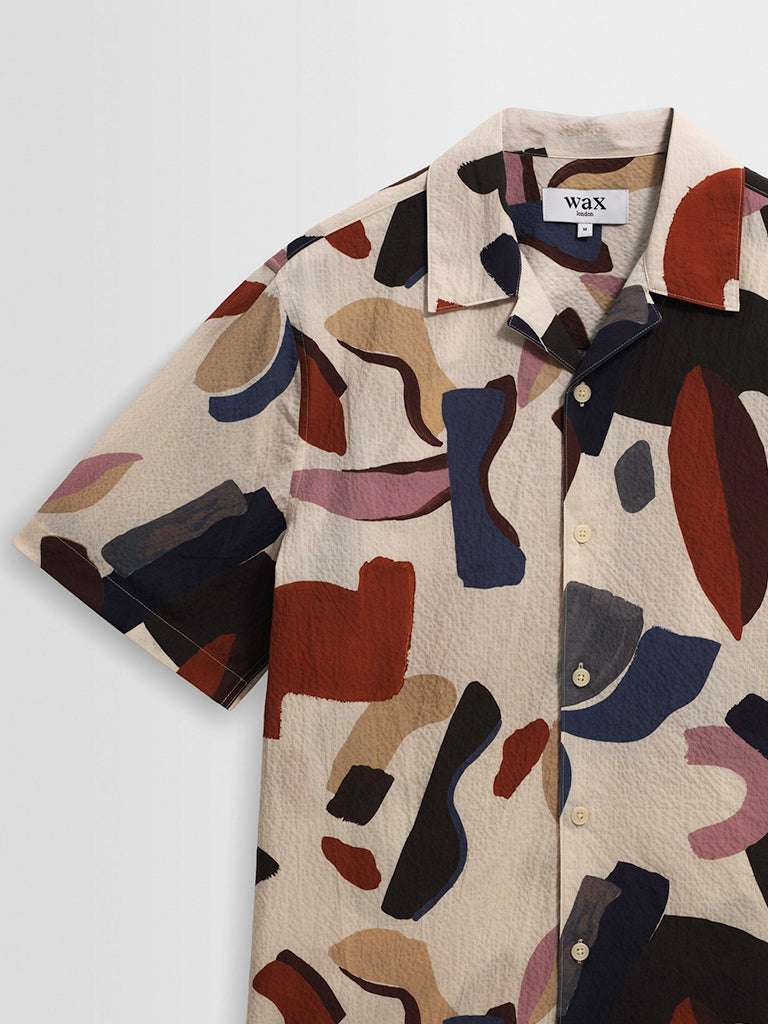 Didcot - Ecru And Multicolour Abstract Shapes Wax London Shirts