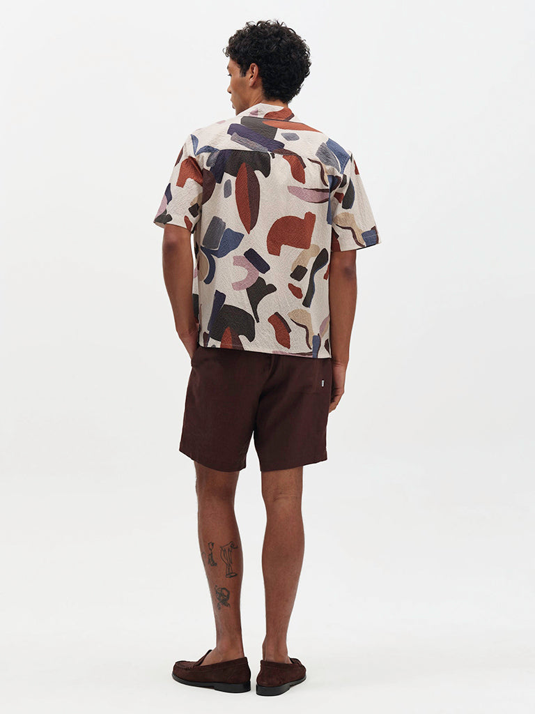 Didcot - Ecru And Multicolour Abstract Shapes Wax London Shirts