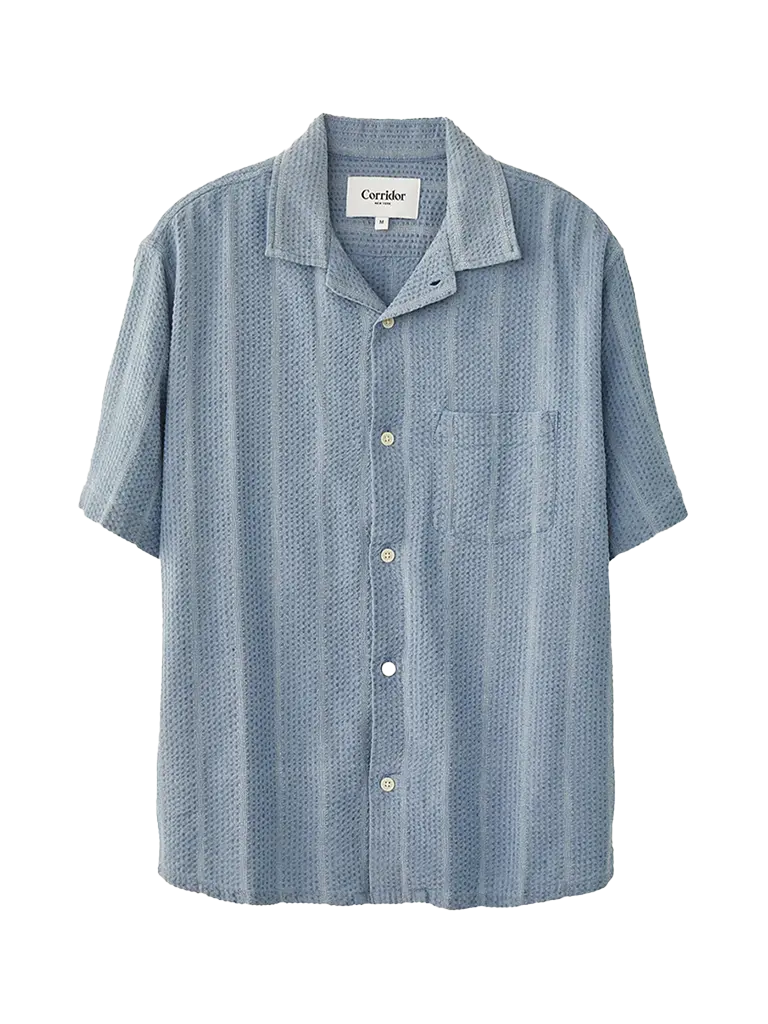 Striped Seersucker SS Shirt- Indigo Corridor