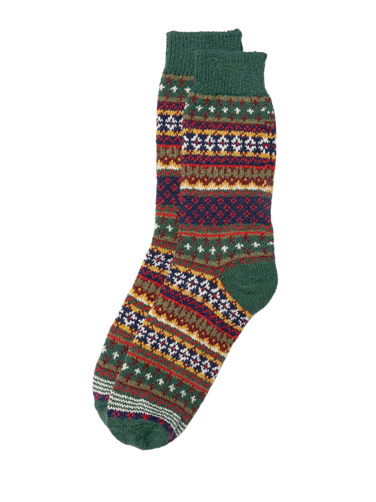 Cotton Fair Isle Sock- Mistletoe American Trench Socks