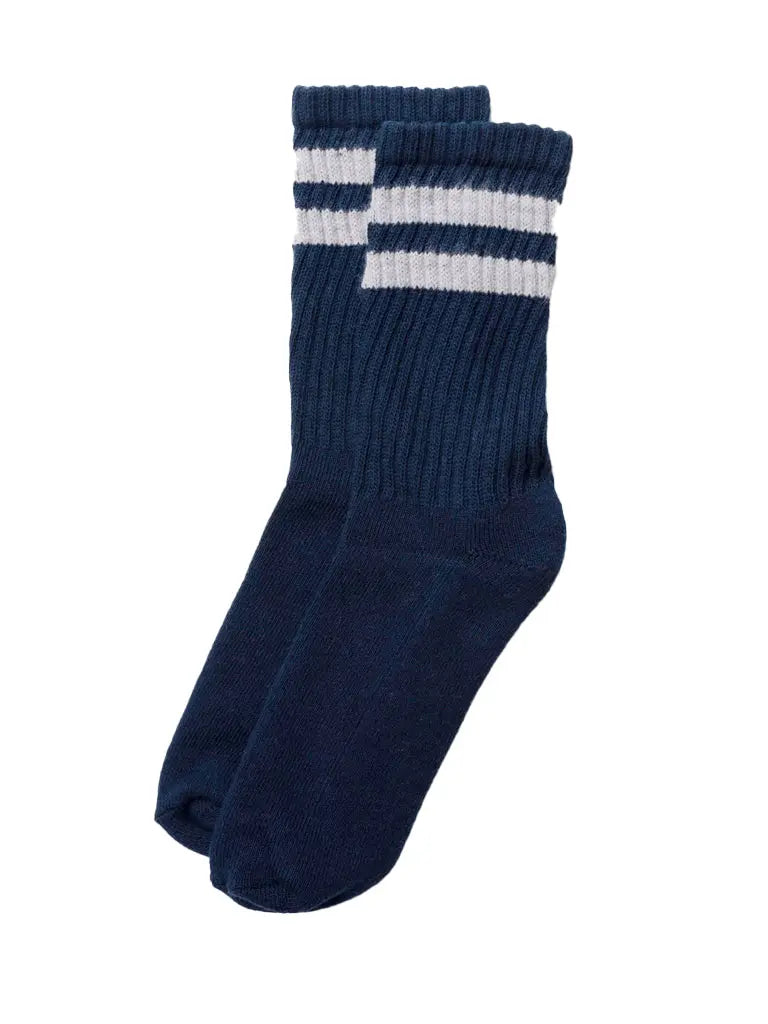 Retro Double Stripe- Navy American Trench Socks