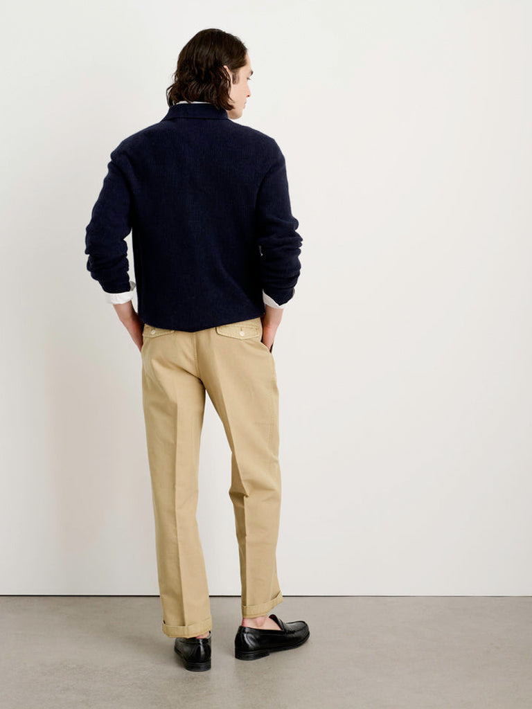 Mill Double Pleated Pant In Vintage Twill- Vintage Khaki Alex Mill Pants