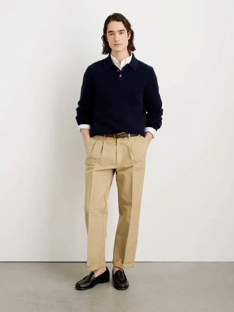Mill Double Pleated Pant In Vintage Twill- Vintage Khaki Alex Mill Pants