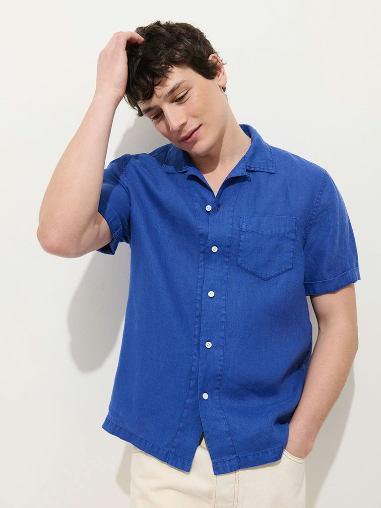 Camp Shirt- Colbalt Linen Alex Mill Shirts
