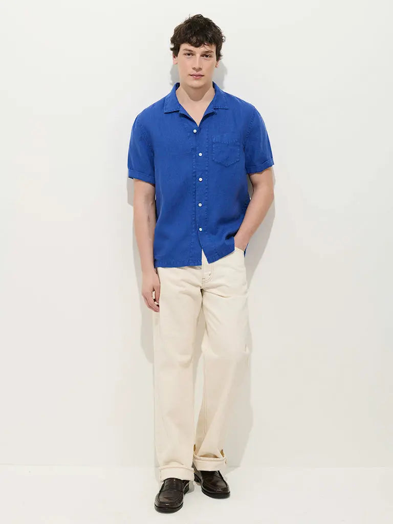 Camp Shirt- Cobalt Linen Alex Mill Shirts
