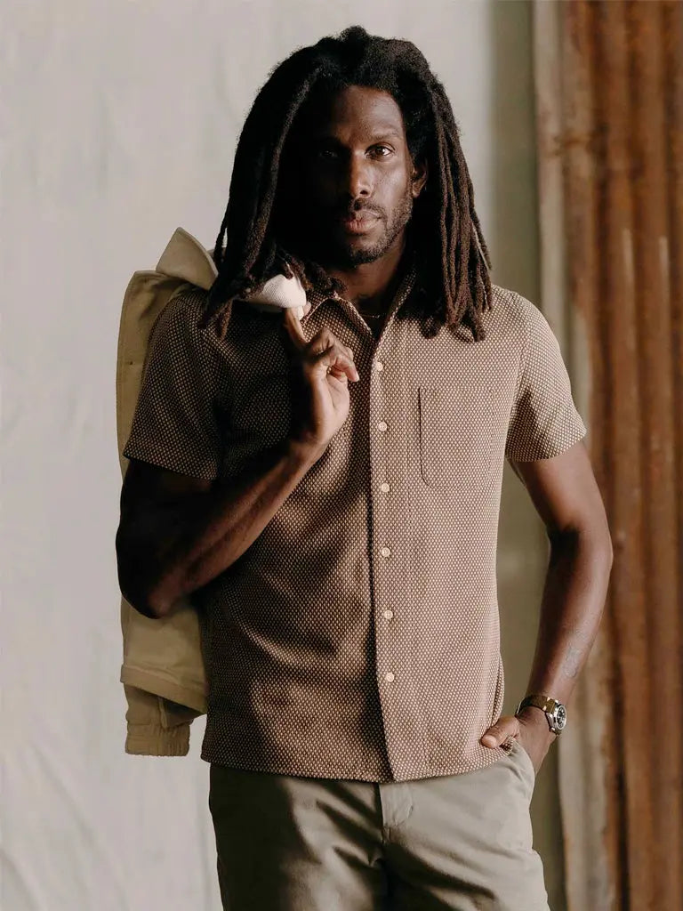 Conrad Shirt- Cocoa Dobby Taylor Stitch