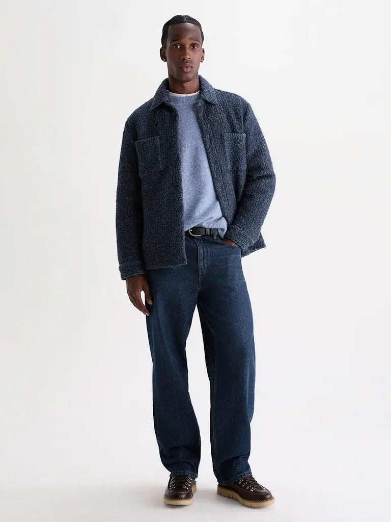 Mount Reversible Overshirt- Grey Bobble Wool Wax London Jackets