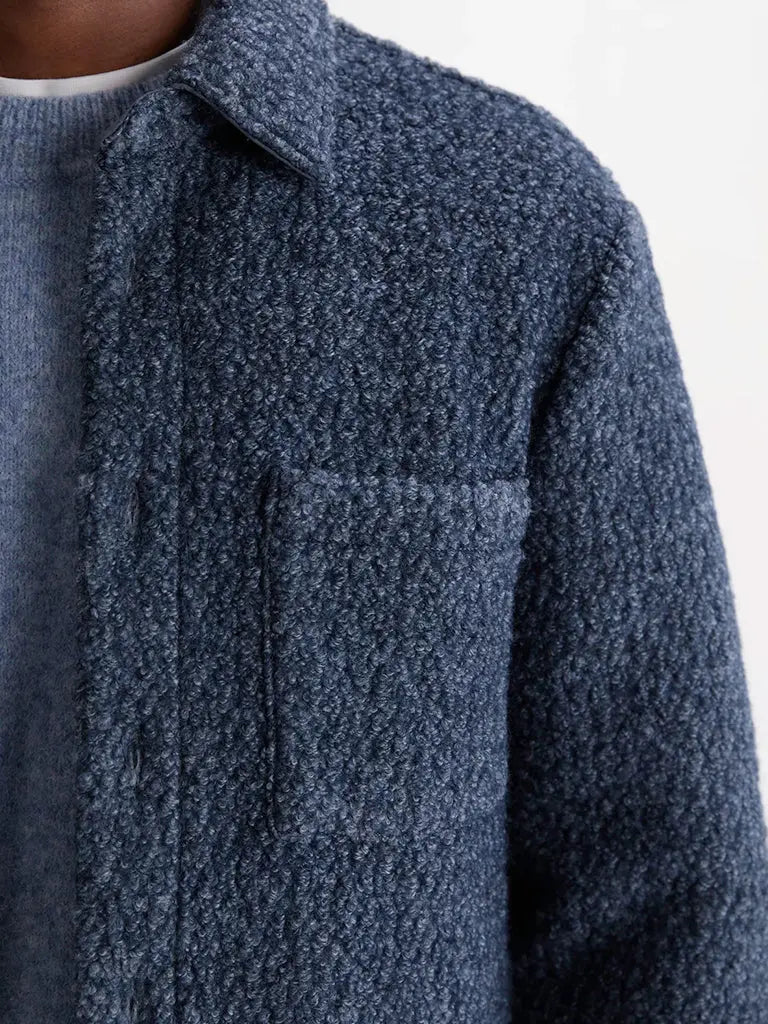 Mount Reversible Overshirt- Grey Bobble Wool Wax London Jackets