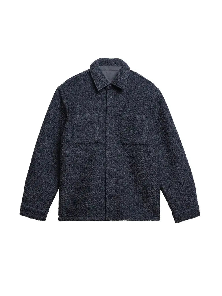 Mount Reversible Overshirt- Grey Bobble Wool Wax London Jackets