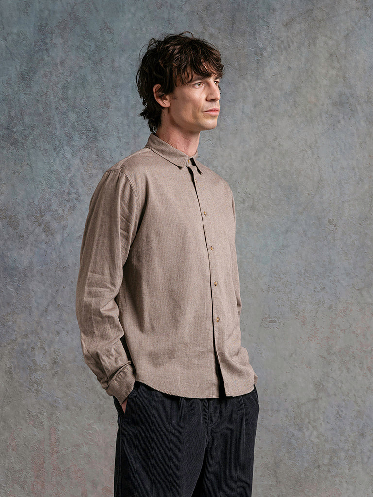 Dirleton Herringbone Shirt- Brown Kestin Shirts