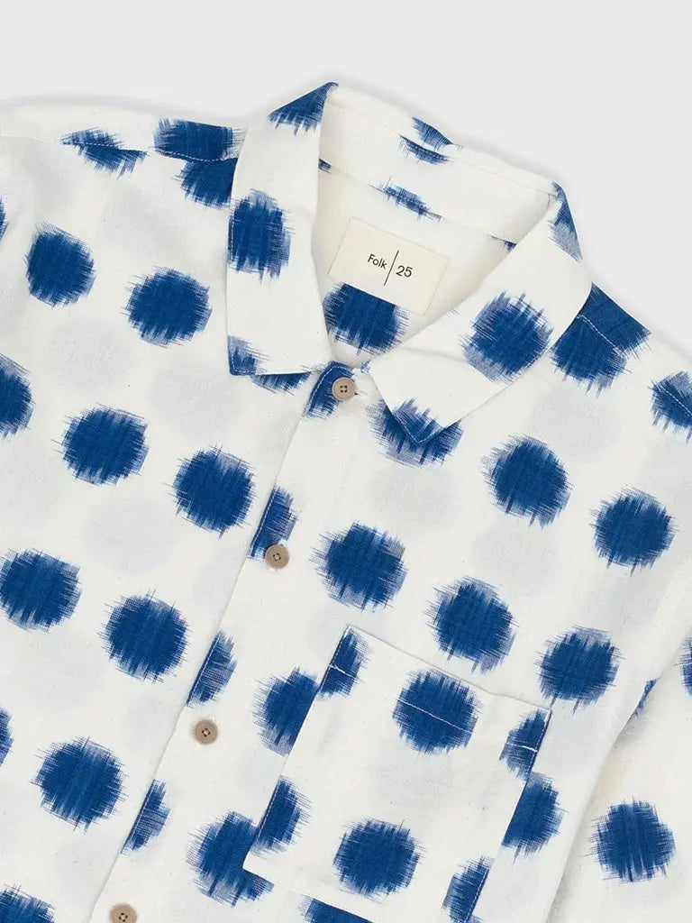 Gabe Shirt- Ecru Ikat Folk