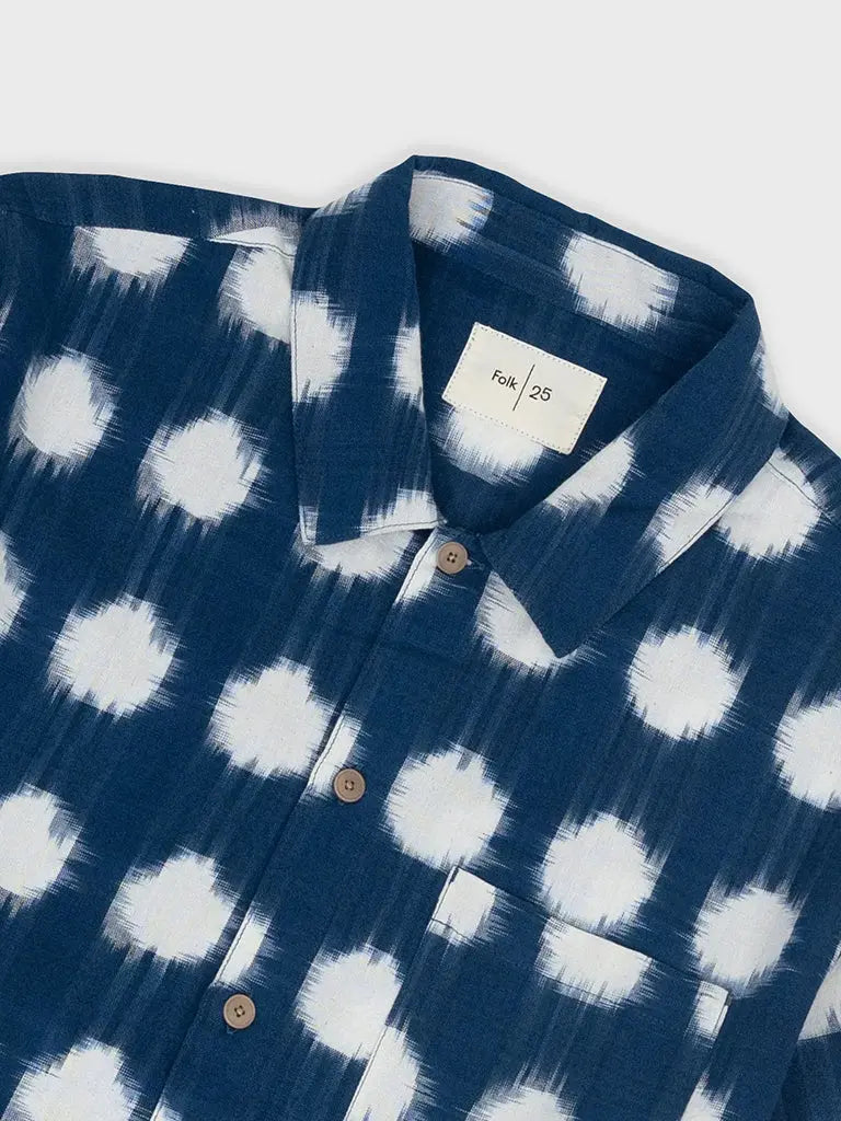 Gabe Shirt- Indigo Ikat Folk