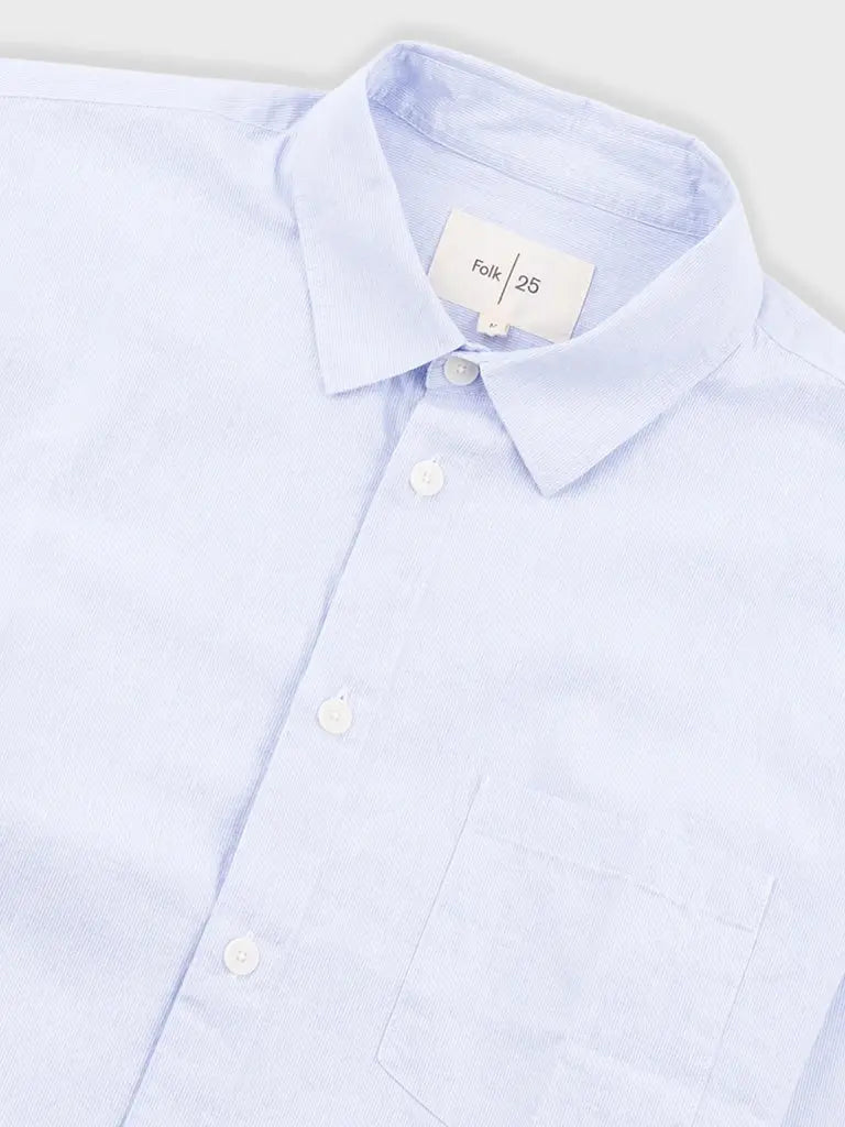 Relaxed Fit Shirt- Blue Microstripe Folk Shirts