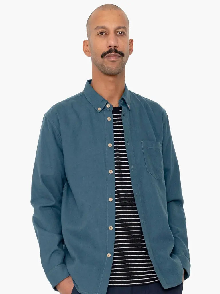 Relaxed Fit Shirt- Storm Blue Flannel Folk Shirts