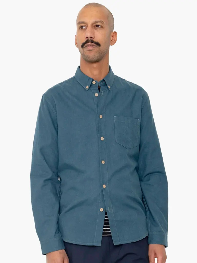 Relaxed Fit Shirt- Storm Blue Flannel Folk Shirts