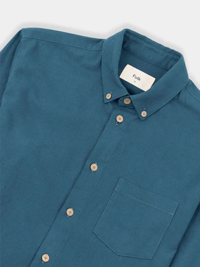 Relaxed Fit Shirt- Storm Blue Flannel Folk Shirts