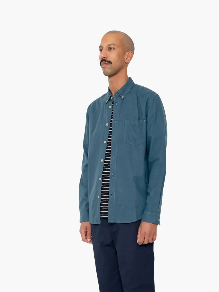 Relaxed Fit Shirt- Storm Blue Flannel Folk Shirts