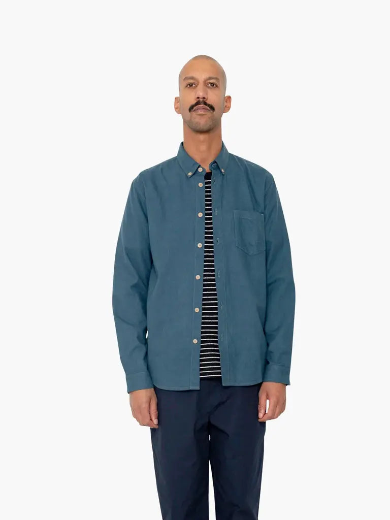 Relaxed Fit Shirt- Storm Blue Flannel Folk Shirts