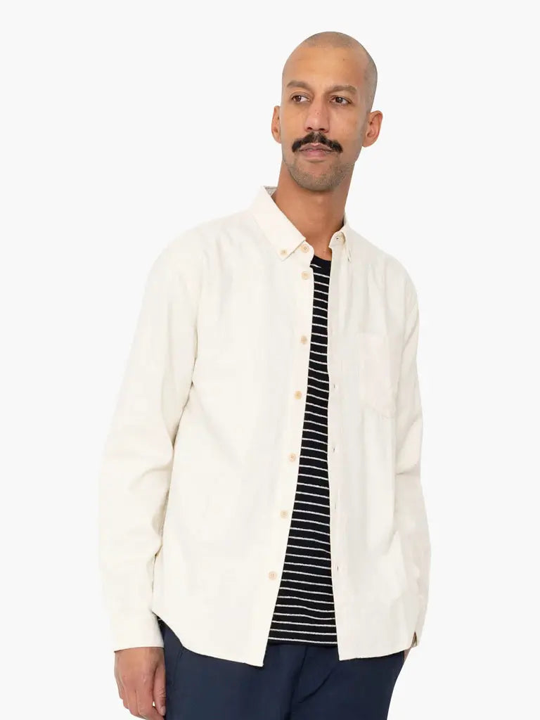 Relaxed Fit Shirt- Ecru Flannel Folk Shirts