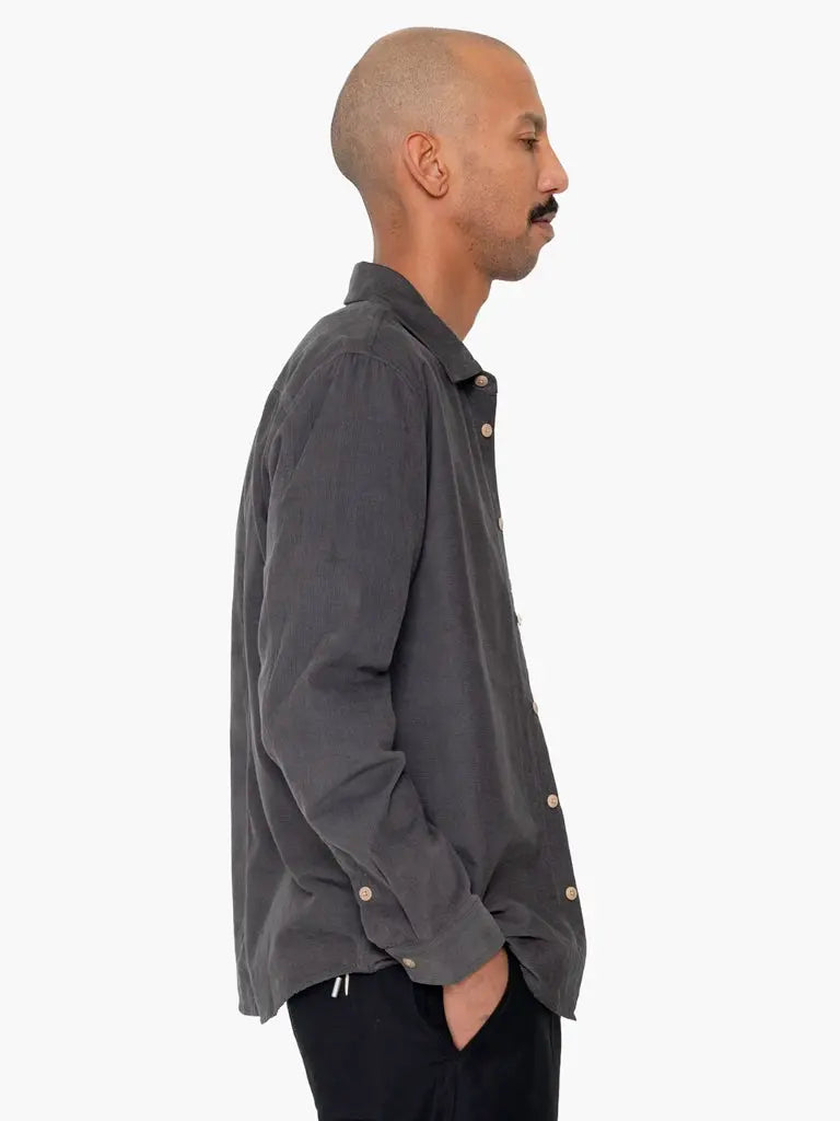 Direction Babycord Shirt- Charcoal Folk Shirts
