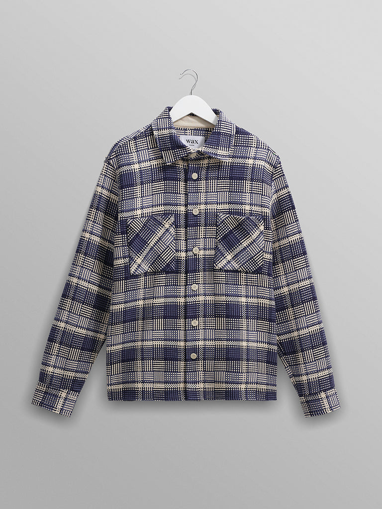 Whiting Overshirt- Blue And Ecru Basket Weave Wax London Shirts
