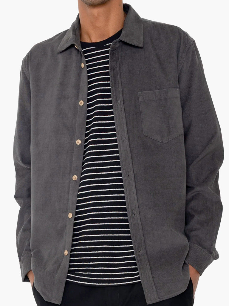 Direction Babycord Shirt- Charcoal Folk Shirts