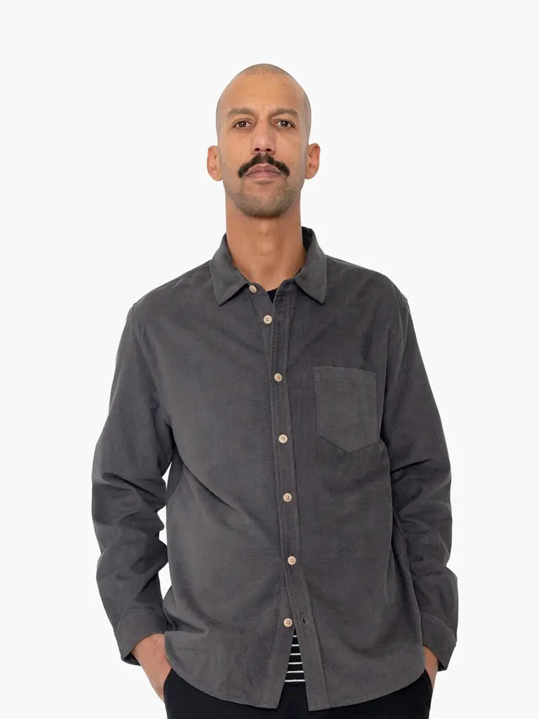 Direction Babycord Shirt- Charcoal Folk Shirts