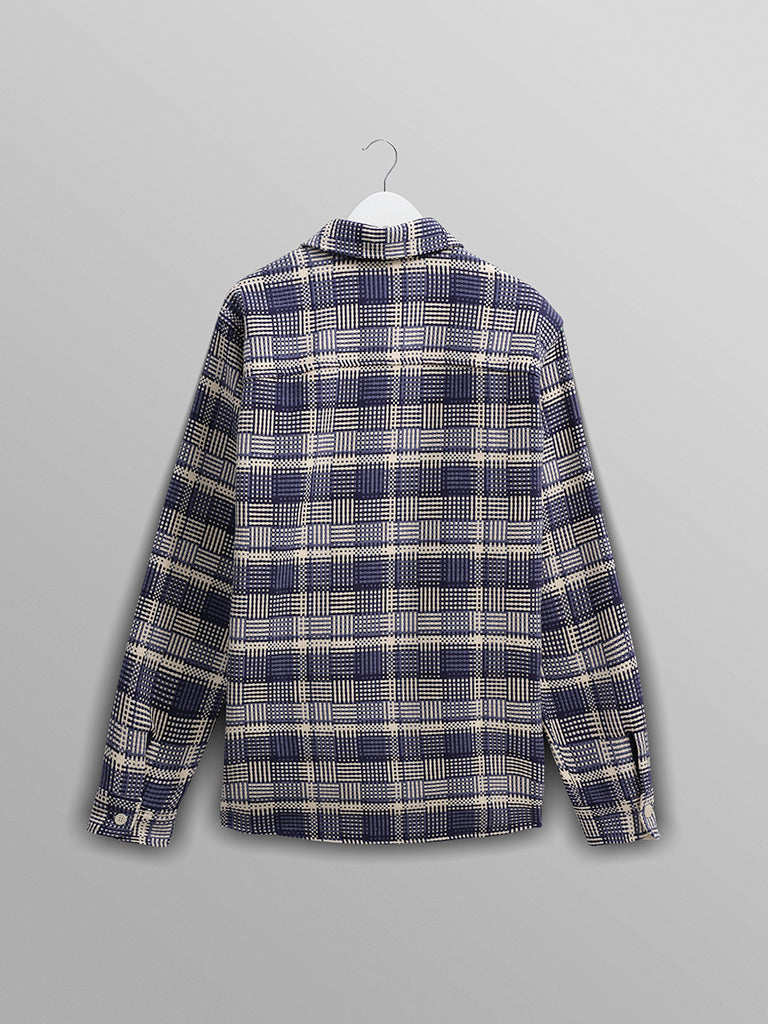 Whiting Overshirt- Blue And Ecru Basket Weave Wax London Shirts