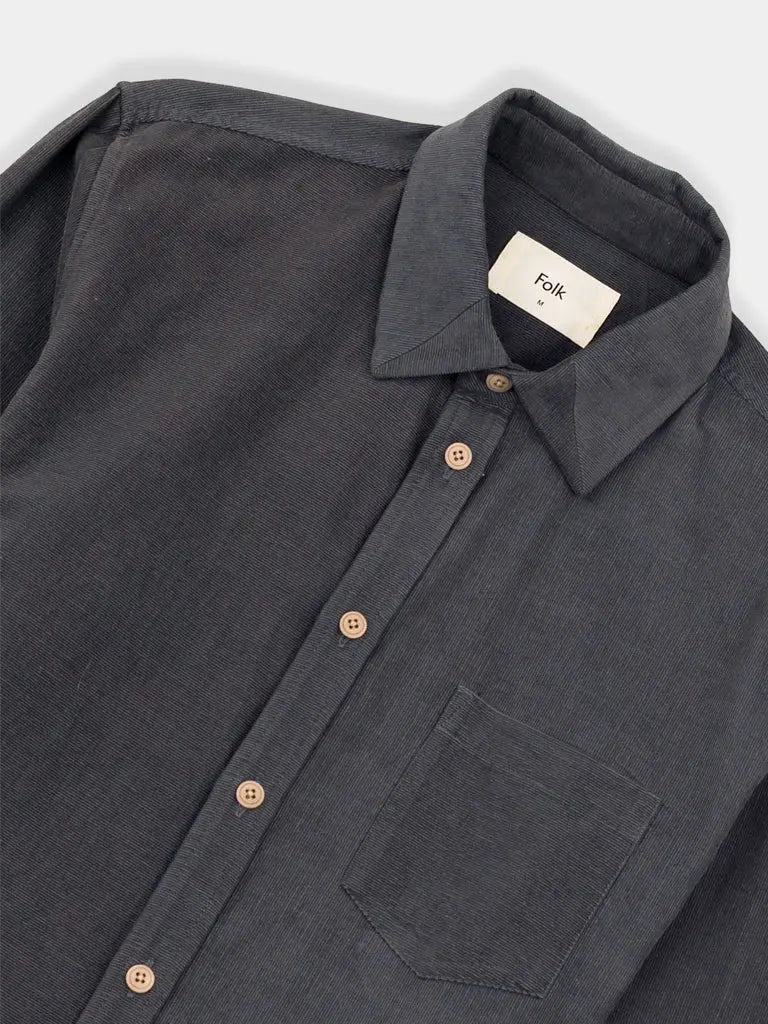 Direction Babycord Shirt- Charcoal Folk Shirts