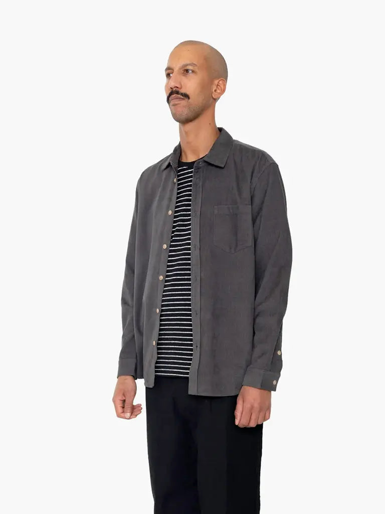 Direction Babycord Shirt- Charcoal Folk Shirts