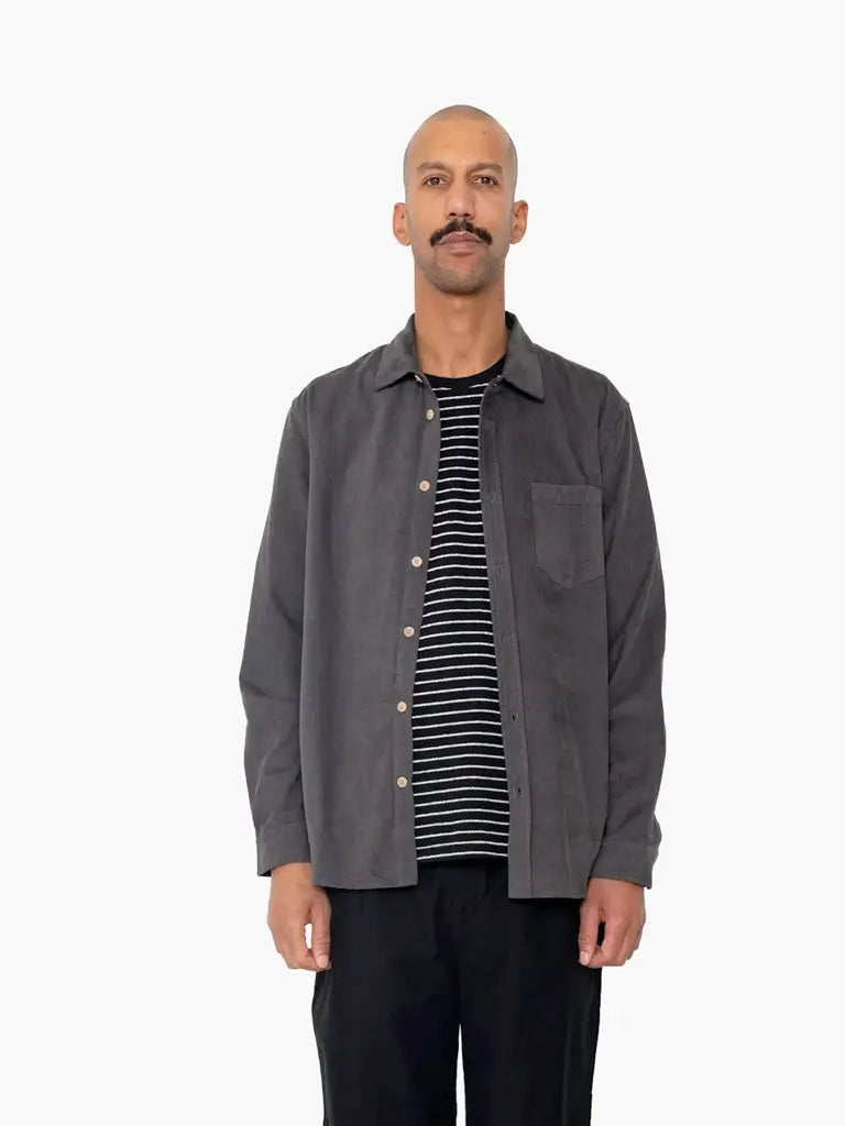 Direction Babycord Shirt- Charcoal Folk Shirts