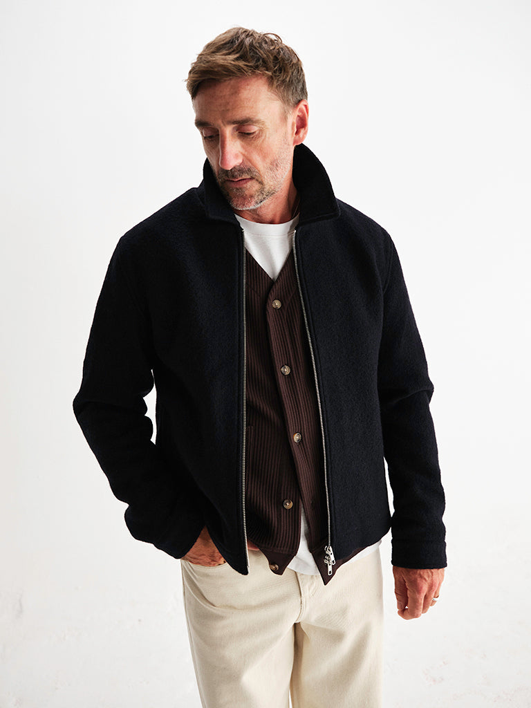 Eldon Wool Jacket- Midnight Navy Boiled Wax London Jackets