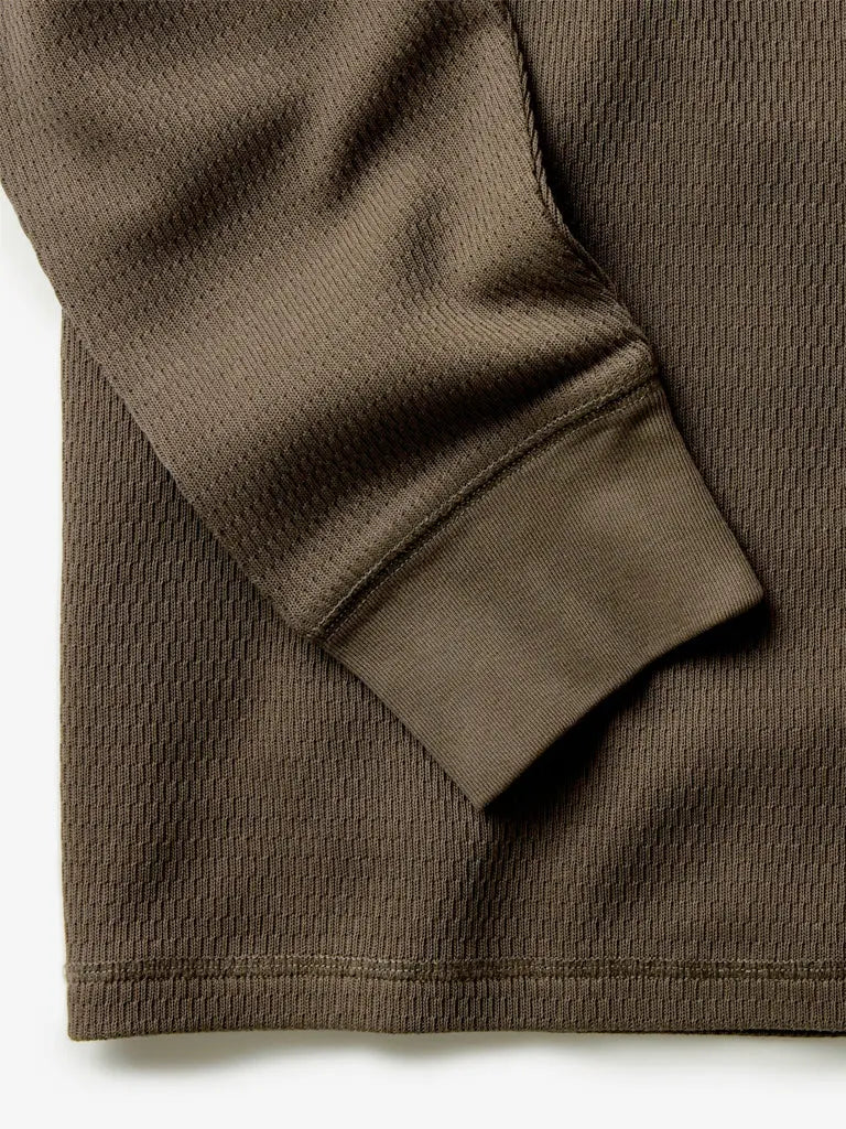 Organic Cotton Waffle Crew- Fatigue Olive Taylor Stitch Sweaters