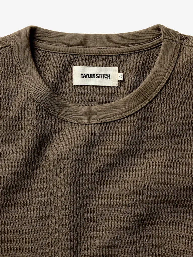 Organic Cotton Waffle Crew- Fatigue Olive Taylor Stitch Sweaters