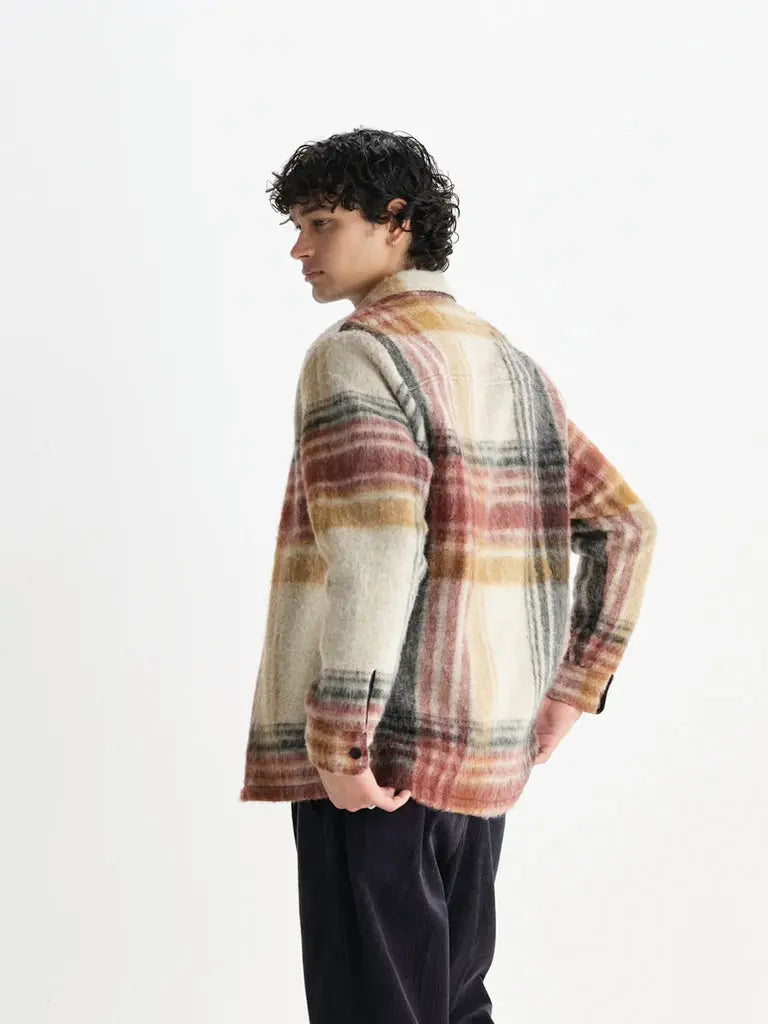 Nolan Overshirt- Natural And Multicolour Check Wax London Jackets