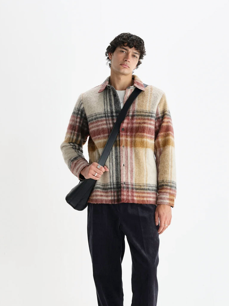 Nolan Overshirt- Natural And Multicolour Check Wax London Jackets