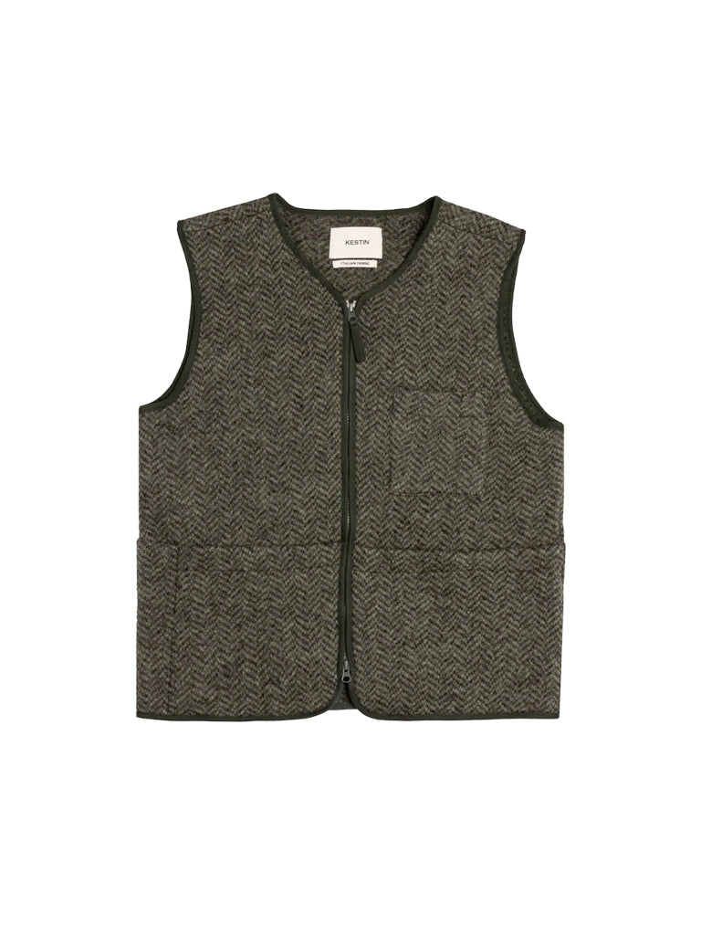 Bute Vest- Moss Wool Herringbone Kestin Jackets