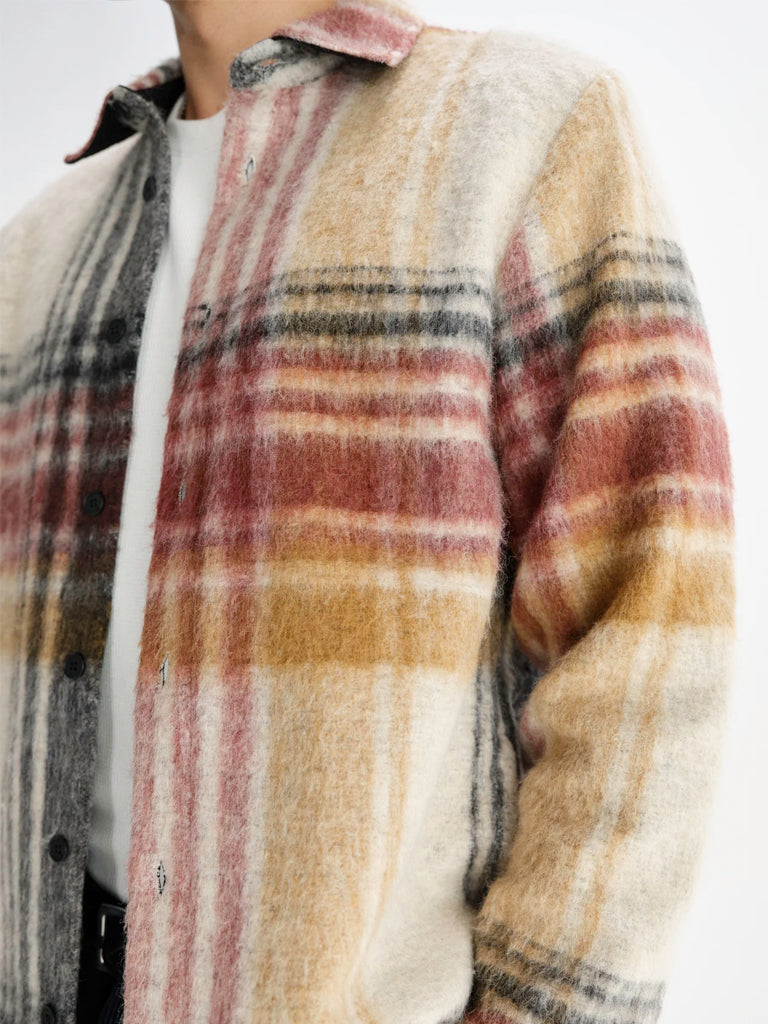 Nolan Overshirt- Natural And Multicolour Check Wax London Jackets