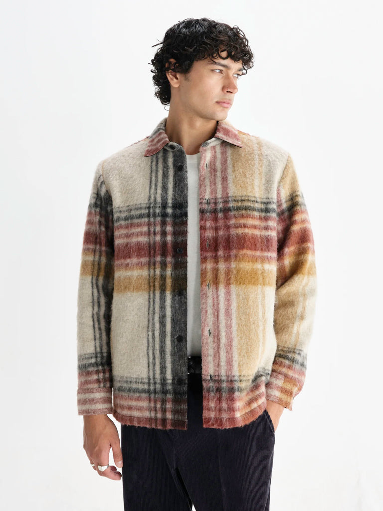 Nolan Overshirt- Natural And Multicolour Check Wax London Jackets