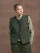 Bute Vest- Moss Wool Herringbone Kestin Jackets