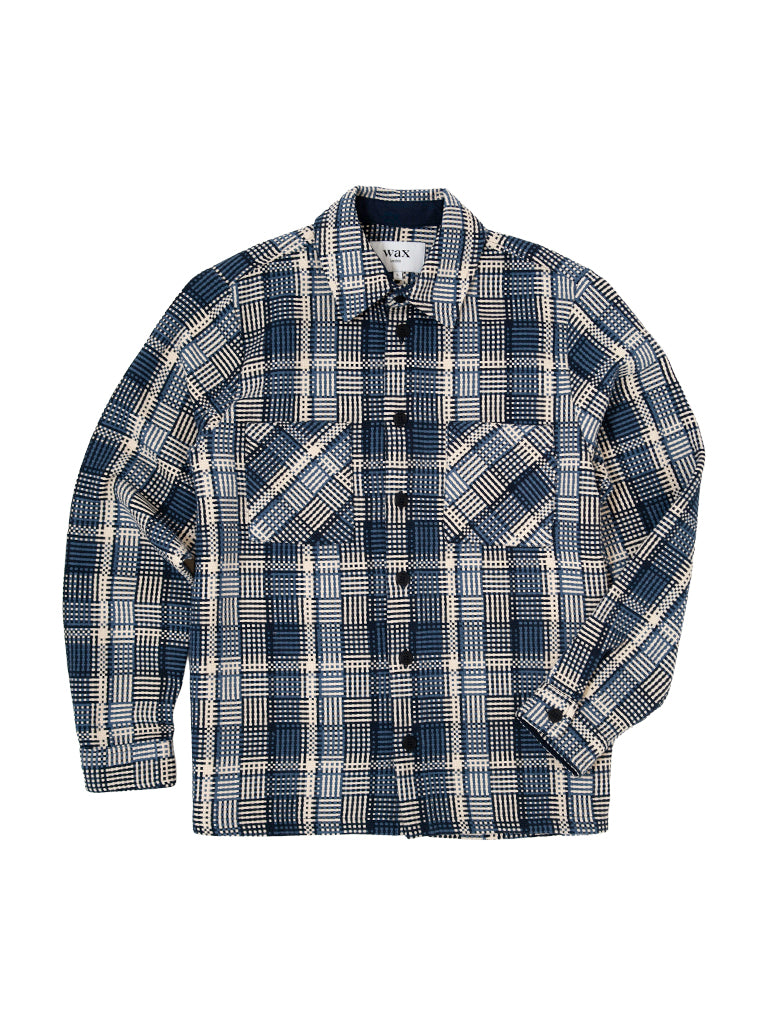 Whiting Overshirt- Blue And Ecru Basket Weave Wax London Shirts