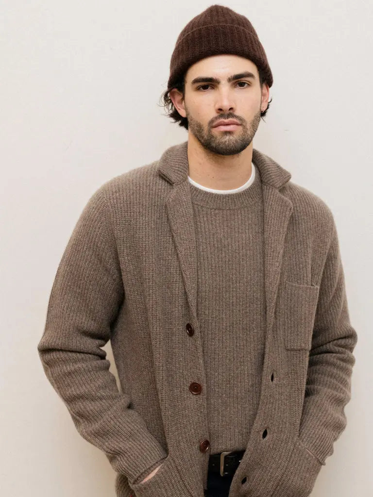 Jordan Sweater- Heather Walnut Cashmere Alex Mill Sweaters